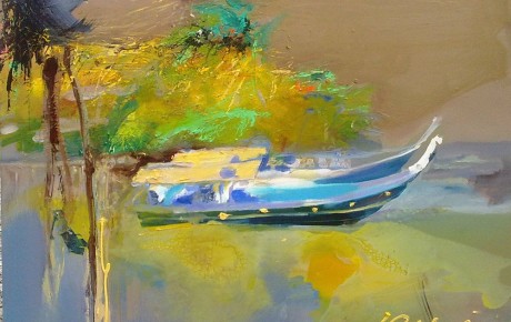 blue-boat,-92x122,oil,canvas,2012,Malaysia,Nature