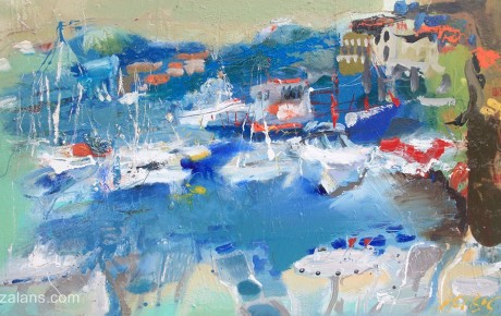 harbour,90x150,oil,canvas,2011,Croatia,Nature,Sold