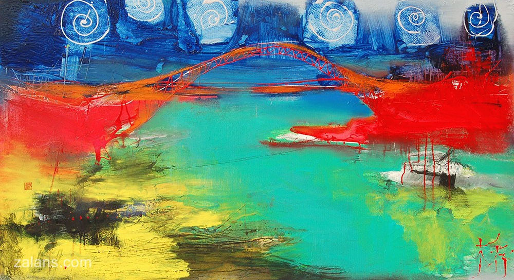 bridge.yantzi,90x180,oil,canvas,2010,China,Nature,Sold