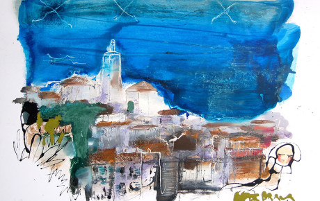 costabrava.cadaques,70x100,oil,paper,2009,Latvia,Nature,Sold