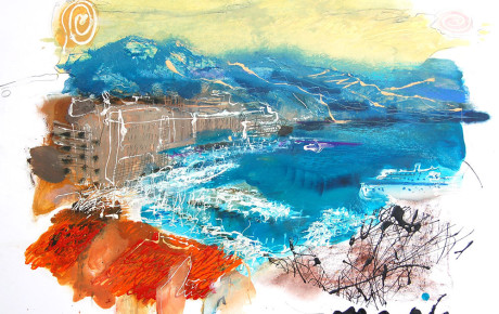 monaco,70x100,oil,paper,2009,Latvia,Nature,Sold